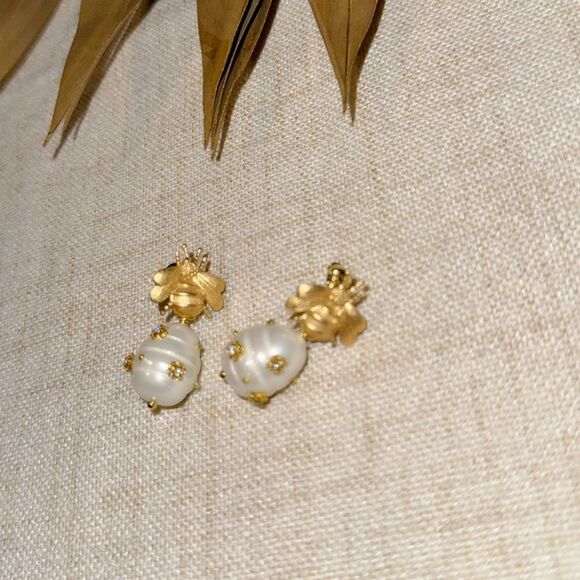 Boho pearl drop earrings M531 - Picture 3 of 5